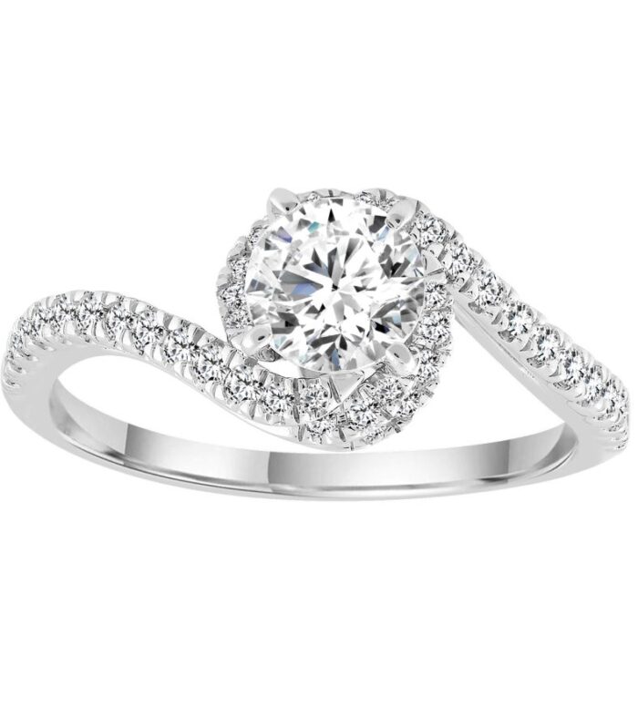 LADIES ENGAGEMENT RING SEMI MOUNT 0.33CT ROUND DIAMOND 14K WHITE GOLD (CENTER STONE 1.00CT ROUND DIAMOND)