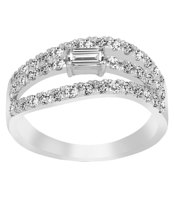 LADIES RING 1.00CT ROUND/EMERALD DIAMOND 14K WHITE GOLD (CENTER STONE 0.25 CT EMERALD DIAMOND)