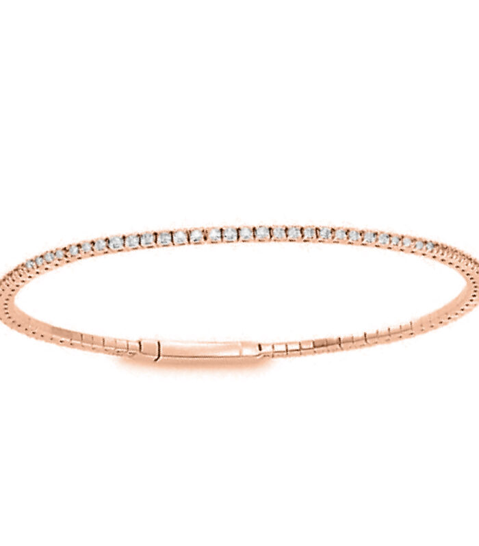 LADIES FULL FLEXIBLE BANGLE 2.00CT ROUND DIAMOND 14K ROSE GOLD