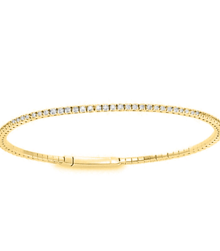 LADIES FULL FLEXIBLE BANGLE 2.00CT ROUND DIAMOND 14K YELLOW GOLD