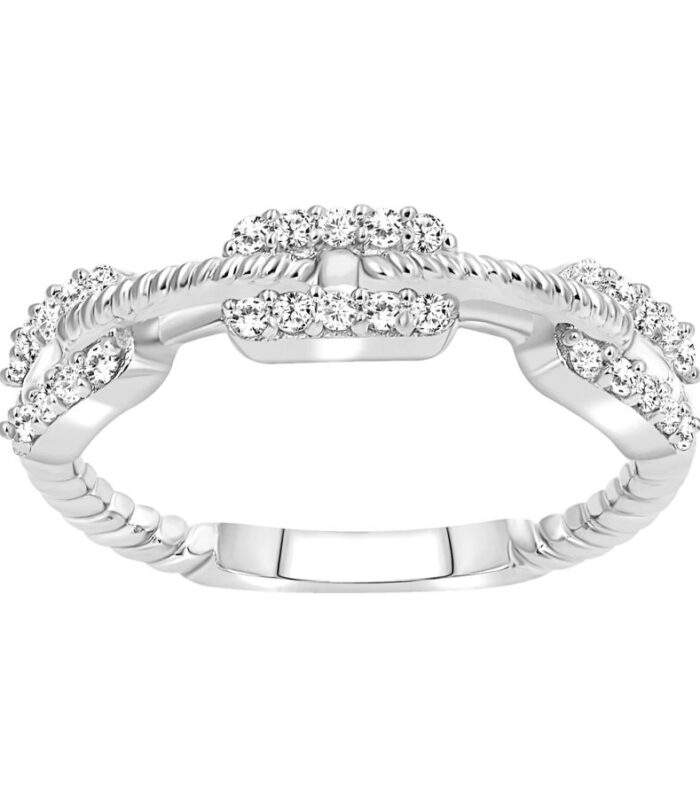 LADIES BAND 0.25CT ROUND DIAMOND 14K WHITE GOLD