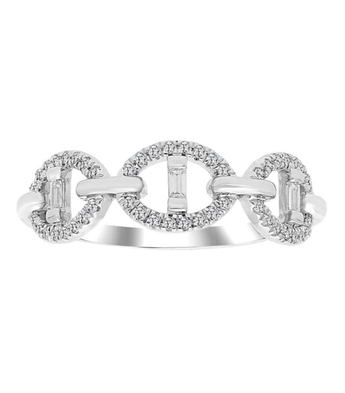 LADIES BAND 0.25CT ROUND/BAGUETTE DIAMOND 14K WHITE GOLD