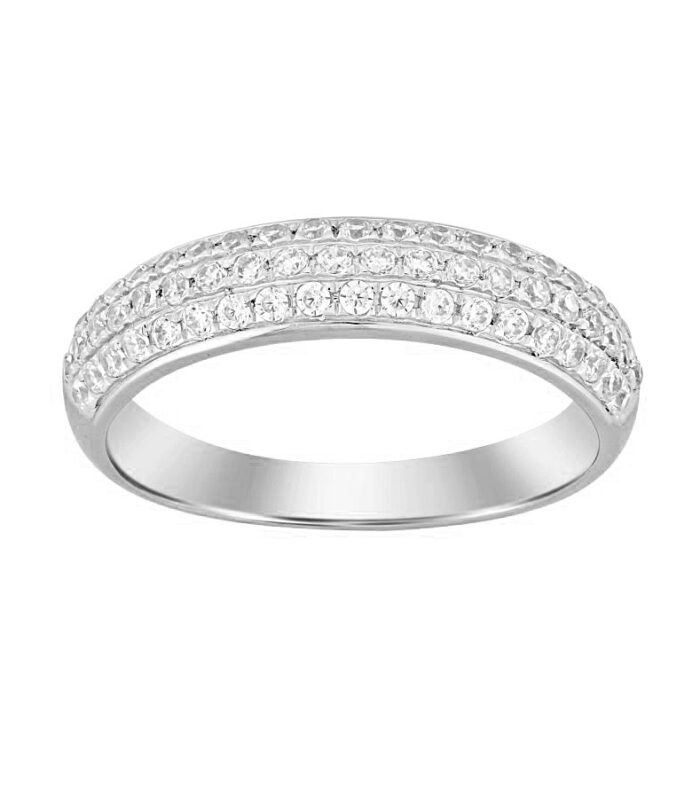 LADIES BAND 0.50CT ROUND DIAMOND 10K WHITE GOLD