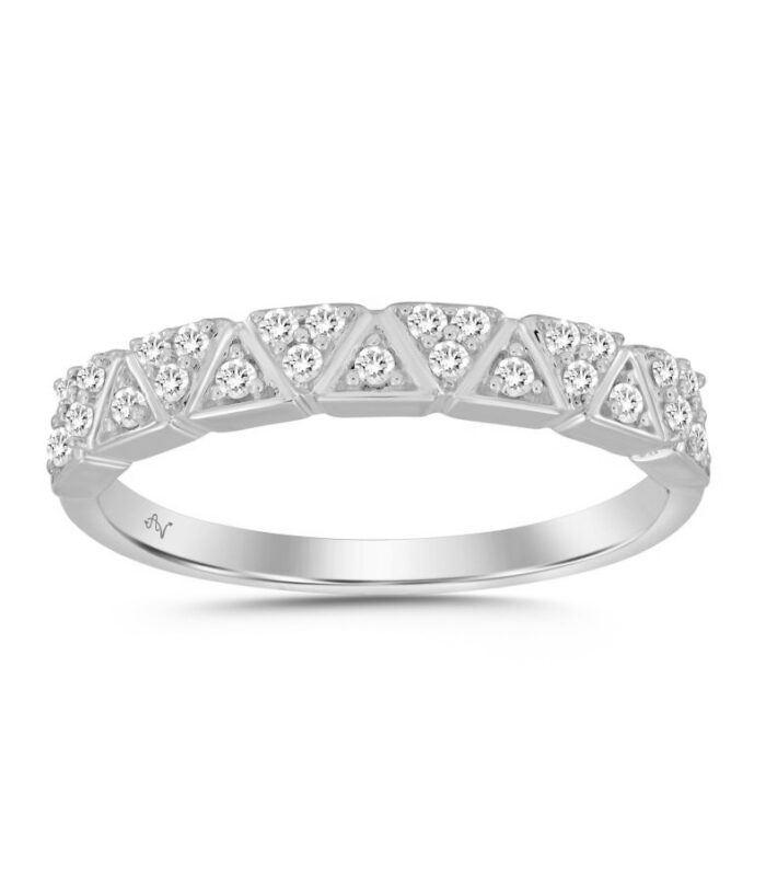 LADIES BAND 0.15CT ROUND DIAMOND 14K WHITE GOLD