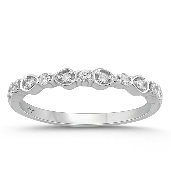 LADIES BAND 0.15CT ROUND DIAMOND 14K WHITE GOLD