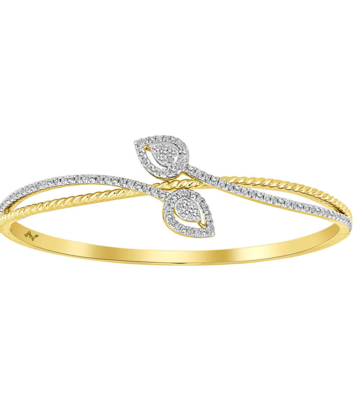LADIES BANGLE 0.75CT ROUND DIAMOND 14K YELLOW GOLD