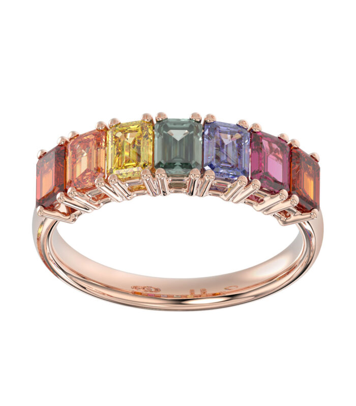 LADIES  RING 1.75CT EMERALD DIAMOND 14K ROSE GOLD (COLOUR STONE MIX-1.75CT)