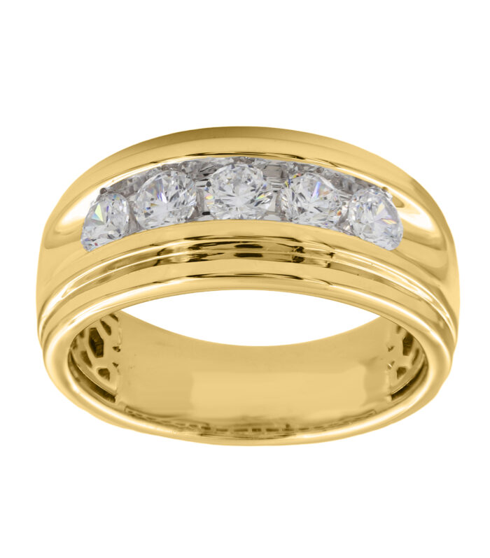 MEN'S  BAND 1.00CT ROUND DIAMOND 14K YELLOW GOLD