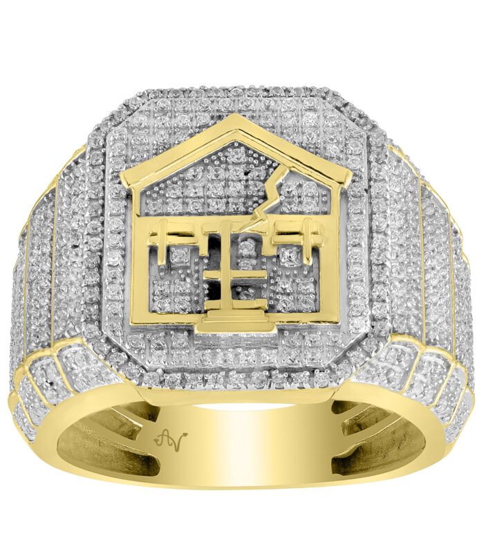 MENS RING 1.00CT ROUND DIAMOND 10K YELLOW GOLD