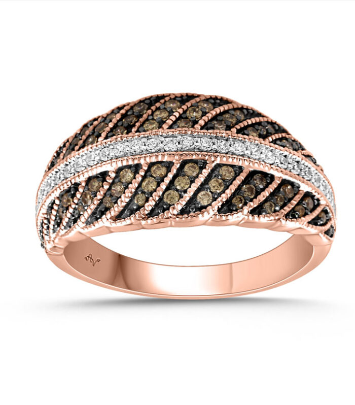 LADIES RING 0.50CT DARK BROWN/BLUE DIAMOND 14K ROSE GOLD