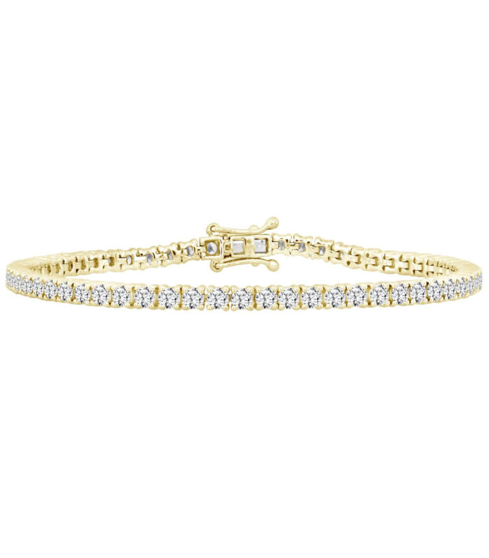LADIES TENNIS BRACELET 2.00CT ROUND DIAMOND 14K YELLOW GOLD