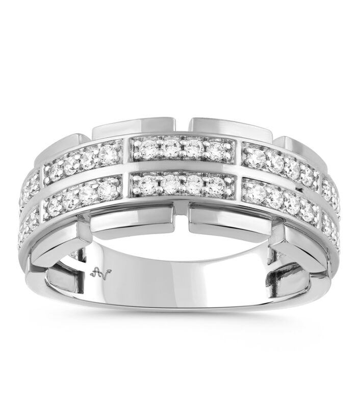 MEN'S BAND 0.50CT ROUND DIAMOND 14K WHITE GOLD