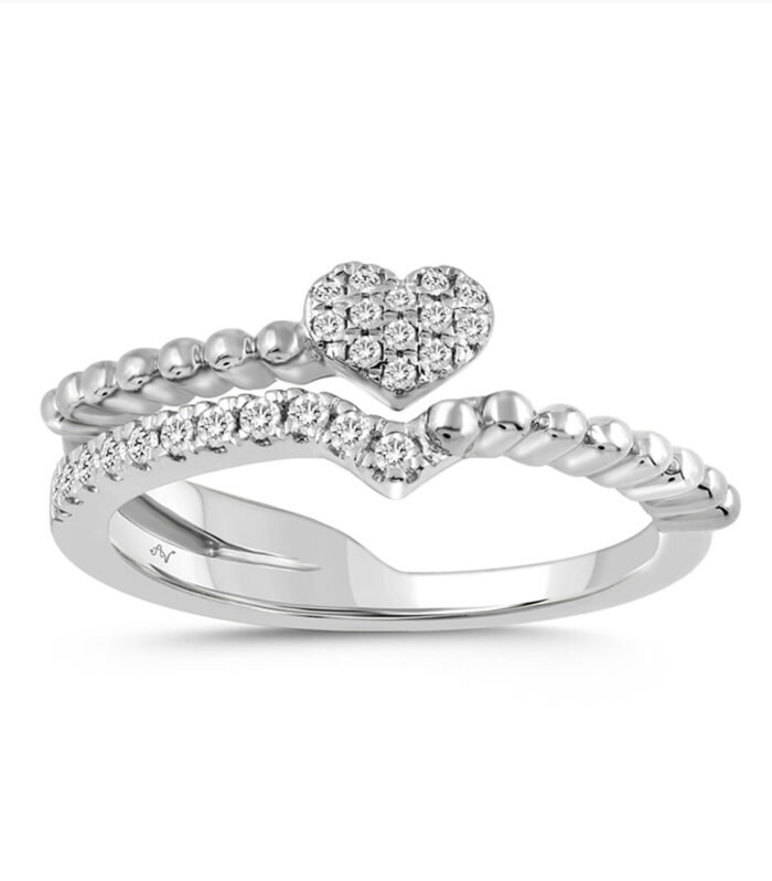 LADIES RING 0.16CT ROUND DIAMOND 10K WHITE GOLD