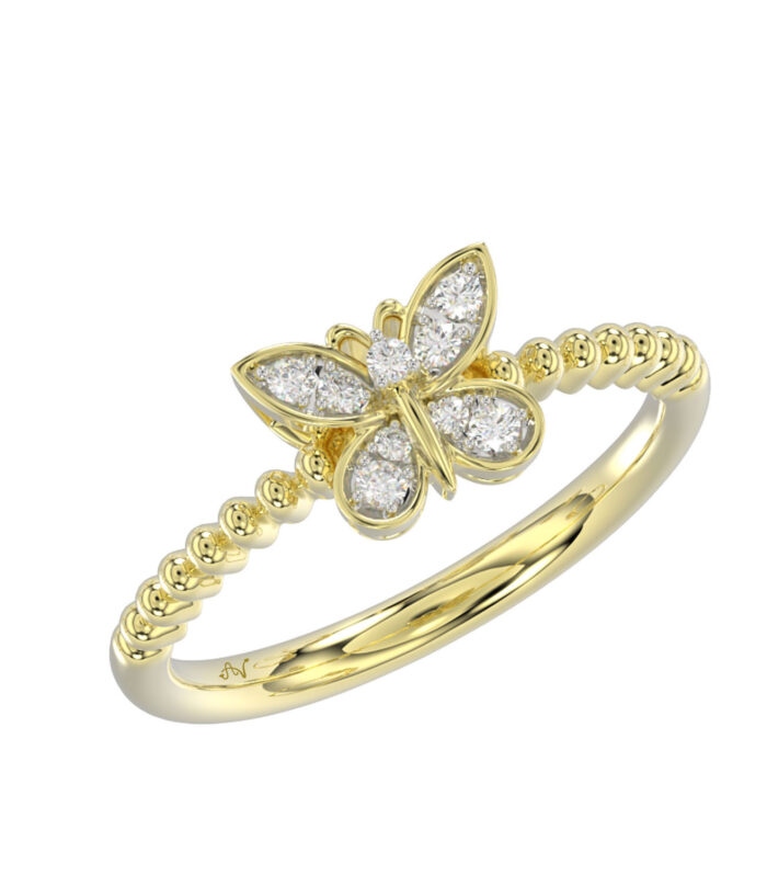 LADIES RING 0.10CT ROUND DIAMOND 10K YELLOW GOLD