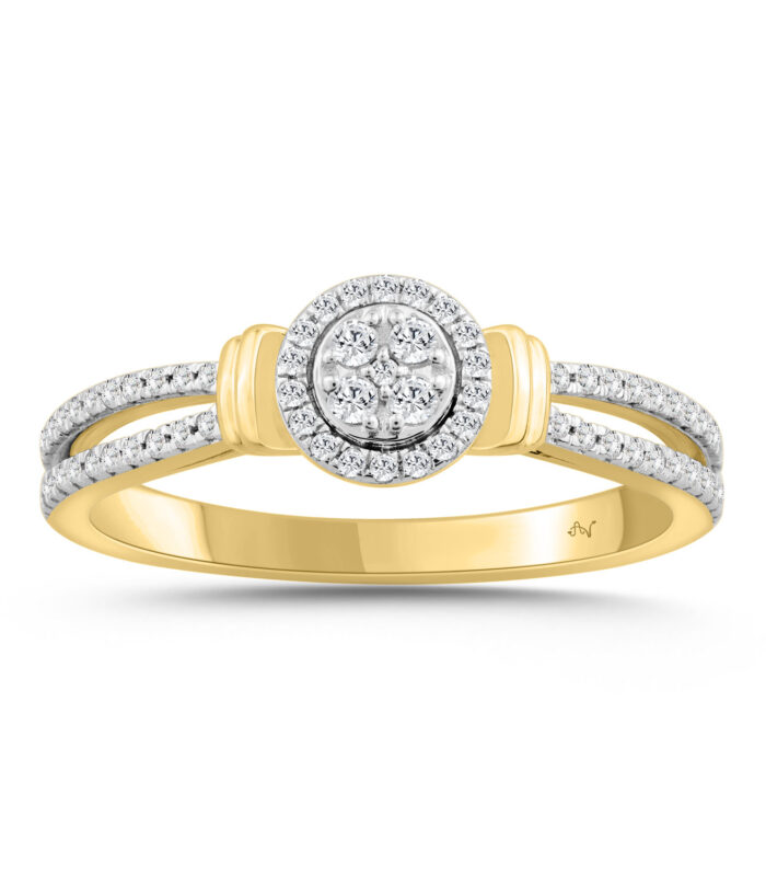 LADIES RING 0.25CT ROUND DIAMOND 10K YELLOW GOLD