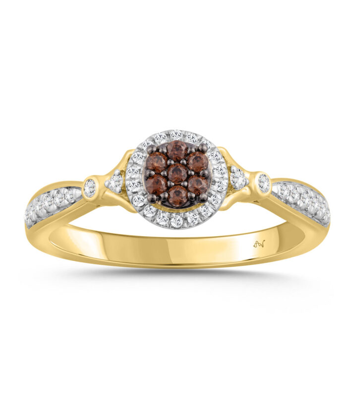 LADIES RING 0.25CT ROUND/DARK BROWN DIAMOND 10K YELLOW GOLD