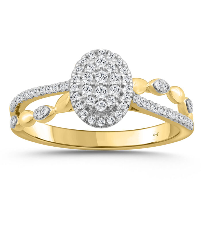LADIES RING 0.25CT ROUND DIAMOND 10K YELLOW GOLD