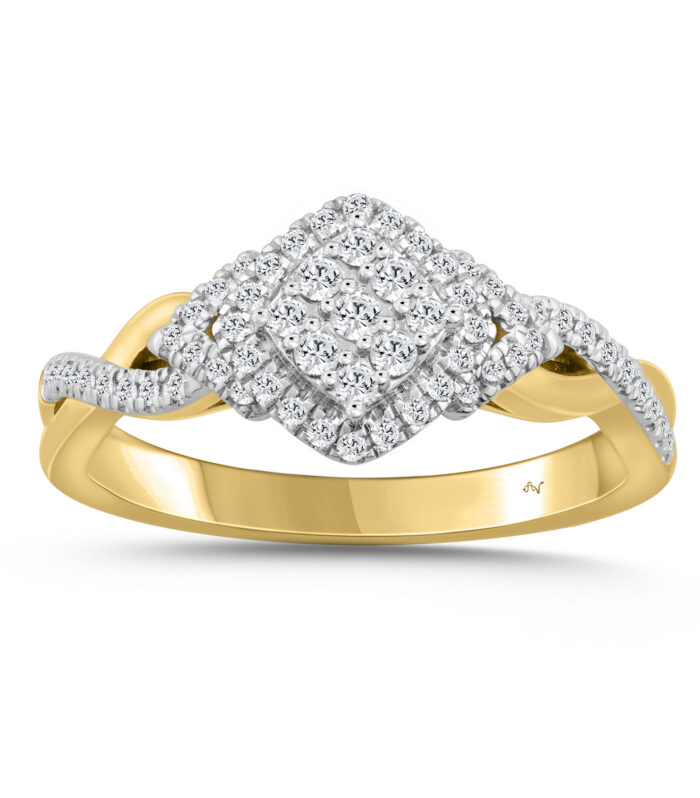LADIES RING 0.25CT ROUND DIAMOND 10K YELLOW GOLD