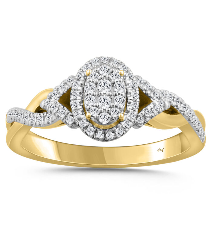 LADIES RING 0.25CT ROUND DIAMOND 10K YELLOW GOLD