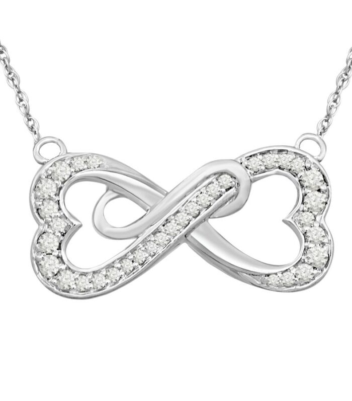 LADIES NECKLACE 0.20CT ROUND DIAMOND STERLING SILVER/WHITE GOLD