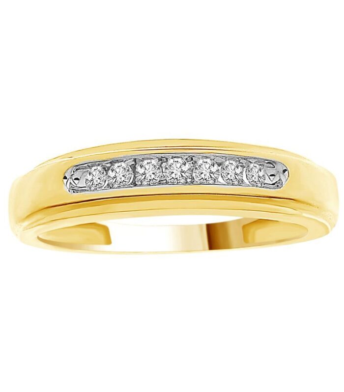 MEN'S BAND 0.15CT ROUND DIAMOND 10K YELLOW GOLD