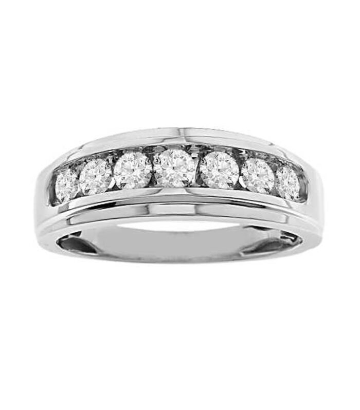 MEN'S BAND 0.75CT ROUND DIAMOND 10K WHITE GOLD