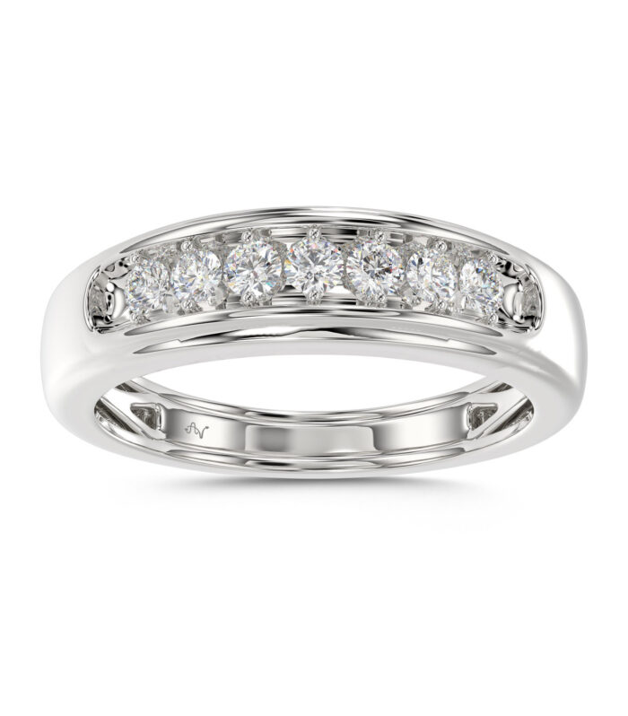 MEN'S BAND 0.50CT ROUND DIAMOND 10K WHITE GOLD