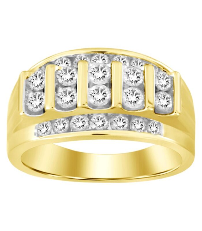 MEN'S BAND 1.50CT ROUND DIAMOND 14K YELLOW GOLD