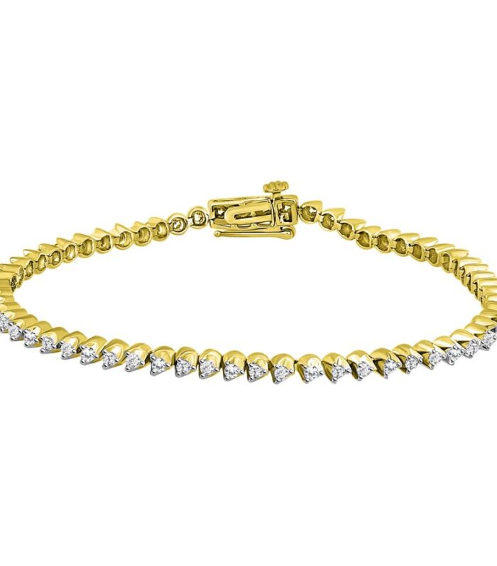 LADIES BRACELET 1.25CT ROUND DIAMOND 10K YELLOW GOLD