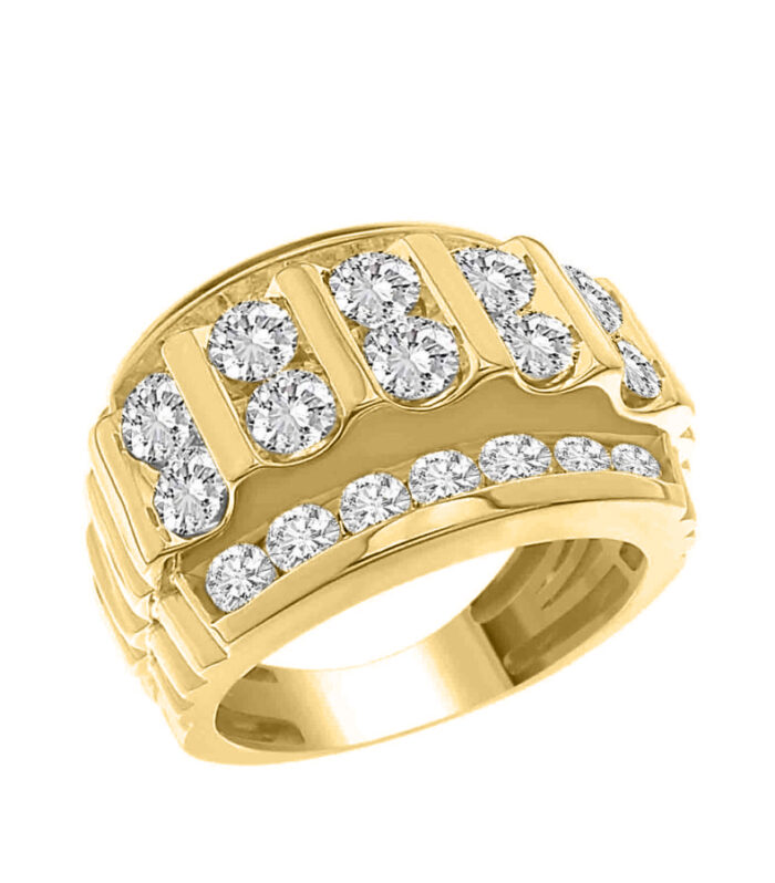 MEN'S BAND 4.00CT ROUND DIAMOND 10K YELLOW GOLD