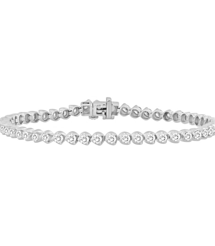 LADIES BRACELET 3.00CT ROUND DIAMOND 14K WHITE GOLD