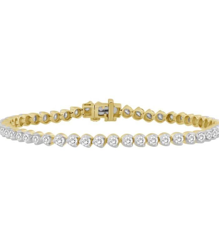 LADIES BRACELET 3.00CT ROUND DIAMOND 14K YELLOW GOLD (SI QUALITY)
