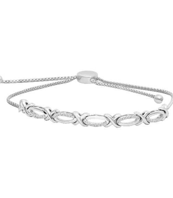 LADIES BRACELET 0.20CT ROUND DIAMOND STERLING SILVER/WHITE GOLD