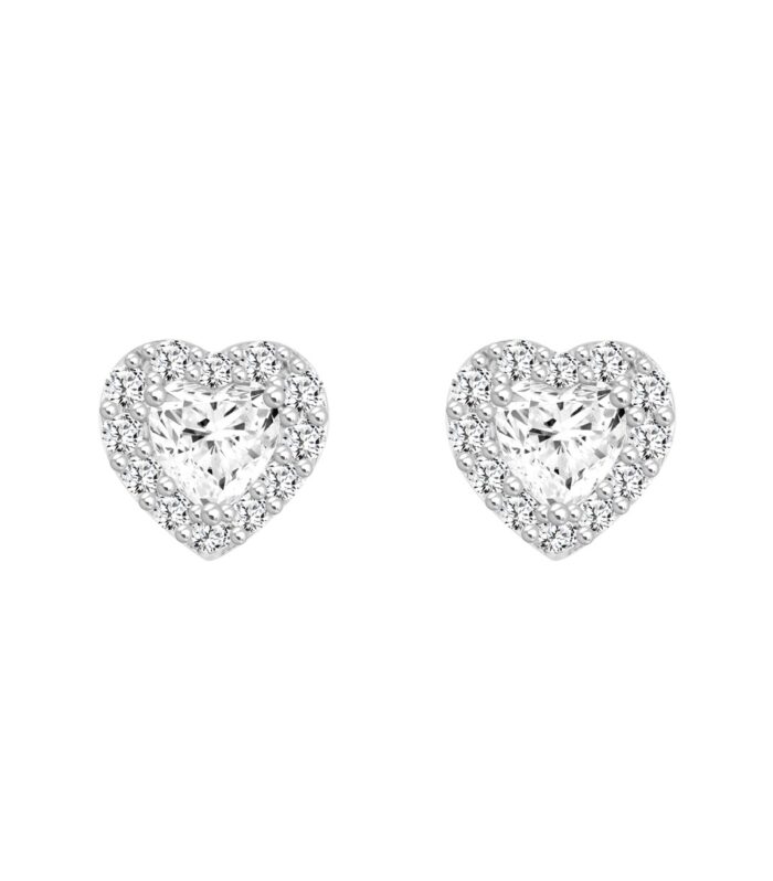 14K WHITE GOLD1 3/8CT ROUND / HEART DIAMOND LADIES EARRINGS (CENTER STONE HEART DIAMOND 1CT )