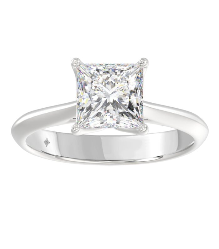 LADIES SOLITAIRE RING 2CT PRINCESS DIAMOND 14K WHITE GOLD