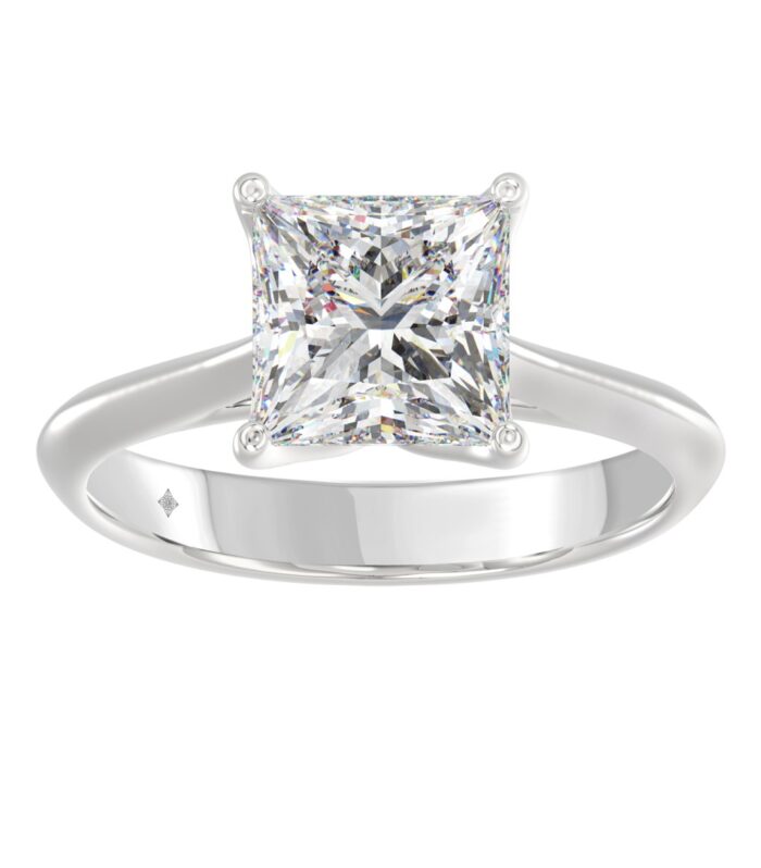 LADIES SOLITAIRE RING 3CT PRINCESS DIAMOND 14K WHITE GOLD