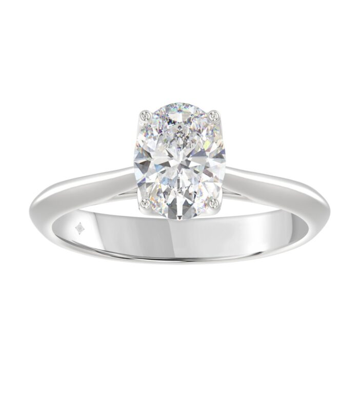 LADIES SOLITAIRE RING 1 1/2CT OVAL DIAMOND 14K WHITE GOLD