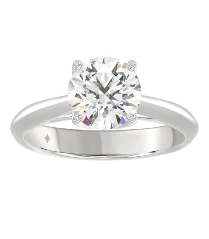 LADIES SOLITAIRE RING 2CT ROUND DIAMOND 14K WHITE GOLD