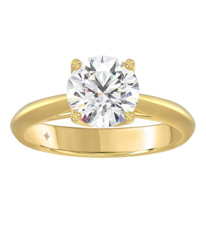LADIES SOLITAIRE RING 2CT ROUND DIAMOND 14K YELLOW GOLD