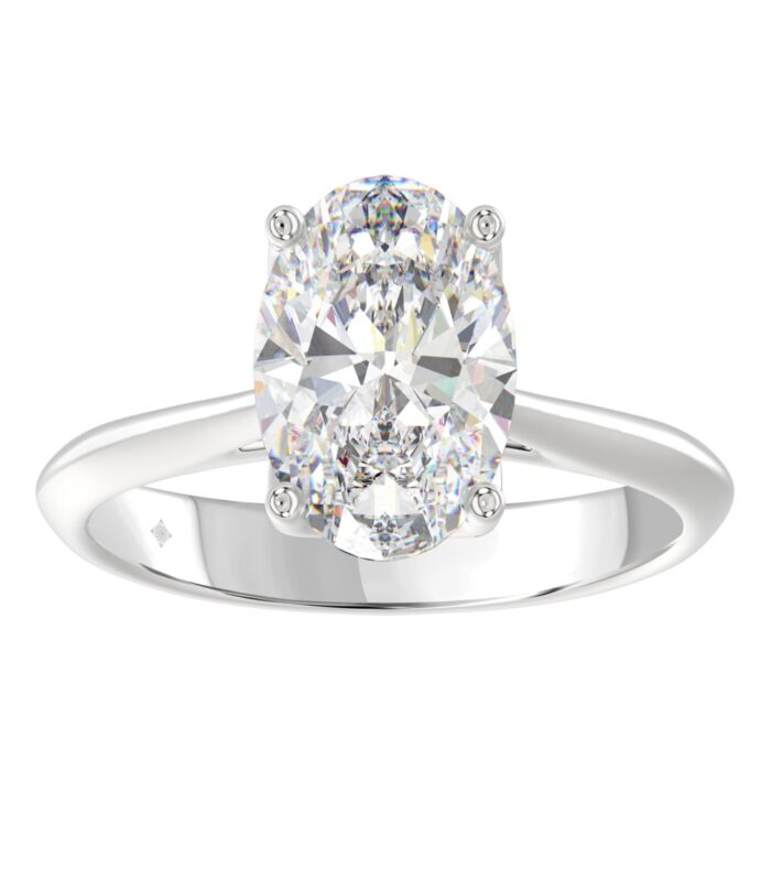 LADIES SOLITAIRE RING 3CT OVAL DIAMOND 14K WHITE GOLD