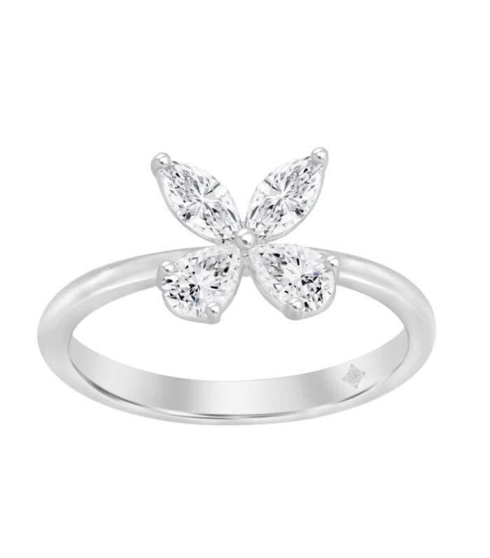 LADIES RING 1 1/8CT PEAR/MARQUISE DIAMOND 14K WHITE GOLD