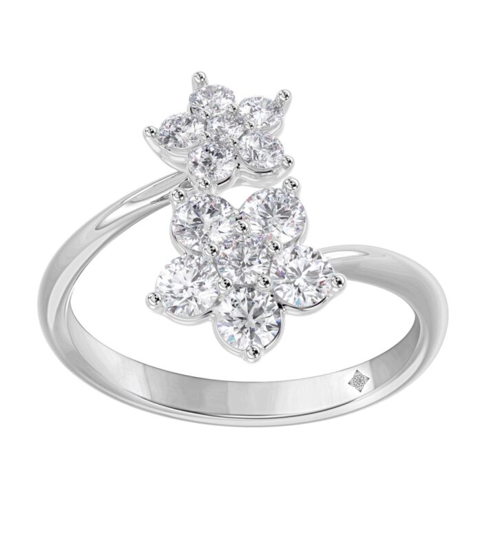 LADIES RING 1CT ROUND DIAMOND 14K WHITE GOLD