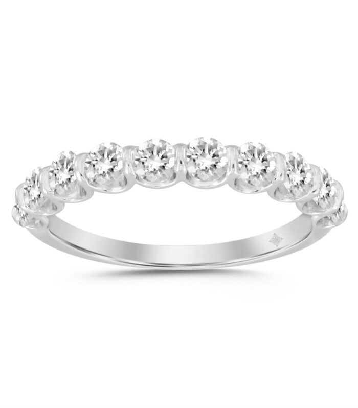 LADIES BAND 1CT ROUND DIAMOND 14K WHITE GOLD