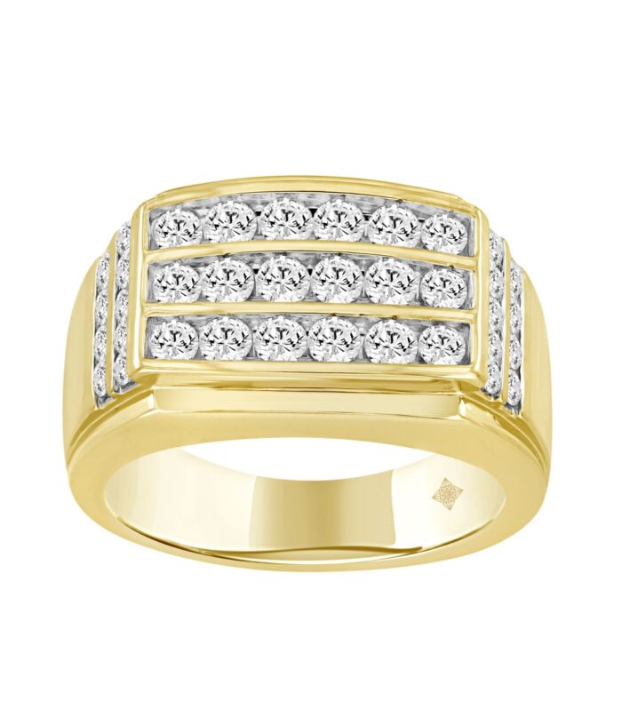 MEN'S RING 1 1/2CT ROUND DIAMOND 14K YELLOW GOLD