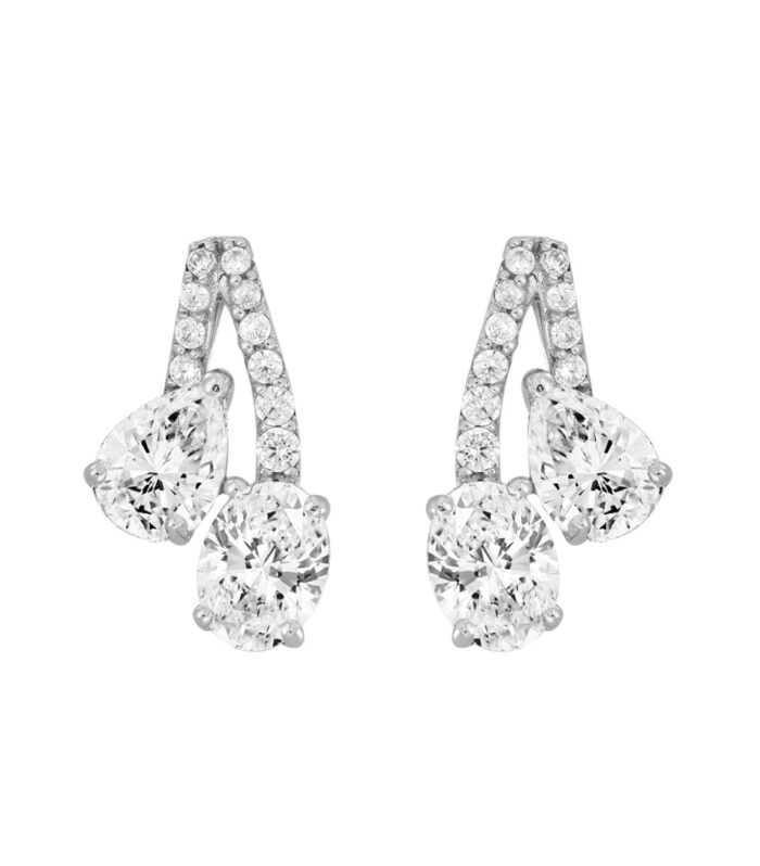 14K WHITE GOLD 2 1/2CT ROUND/OVAL/PEAR DIAMOND LADIES EARRINGS