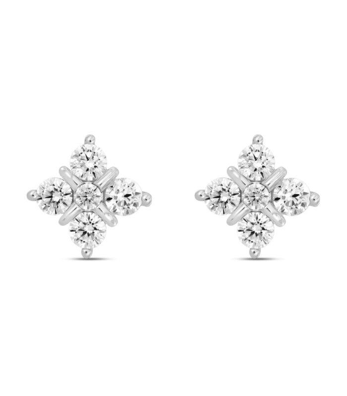 14K WHITE GOLD 1 1/2CT ROUND DIAMOND LADIES EARRINGS