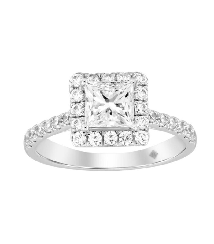LADIES RING 1 1/2CT ROUND/PRINCESS DIAMOND 14K WHITE GOLD (CENTER STONE PRINCESS DIAMOND 1CT)