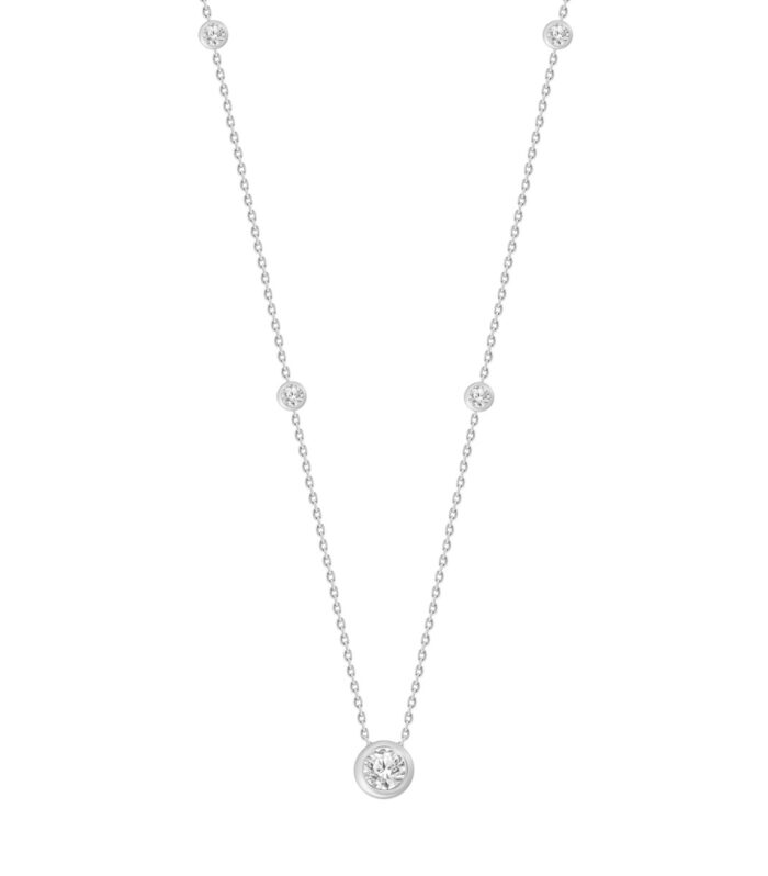 LADIES NECKLACE 1 5/8CT ROUND DIAMOND 14K WHITE GOLD