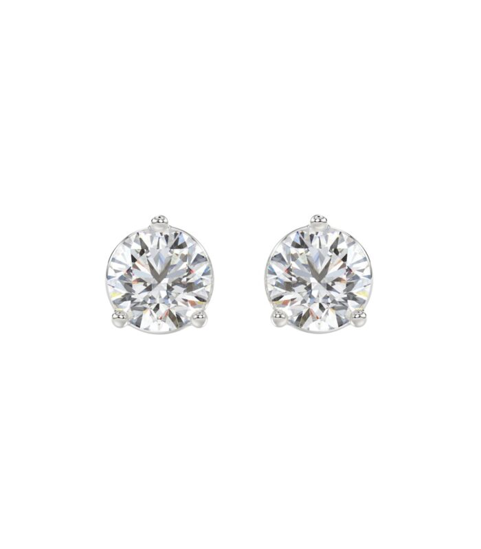 14K WHITE GOLD 3CT ROUND DIAMOND LADIES SOLITAIRE EARRINGS (CENTER STONE  ROUND DIAMOND 1 1/2CT)