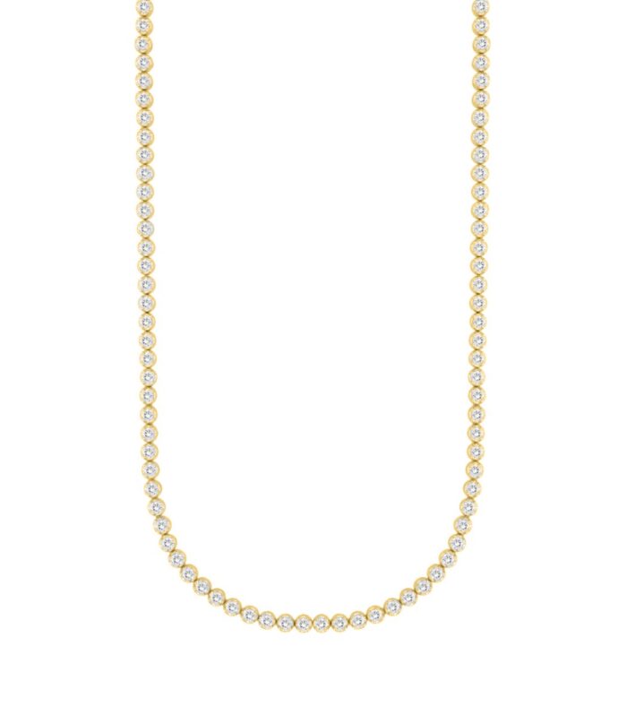 MENS NECKLACE 7CT ROUND DIAMOND 14K YELLOW GOLD